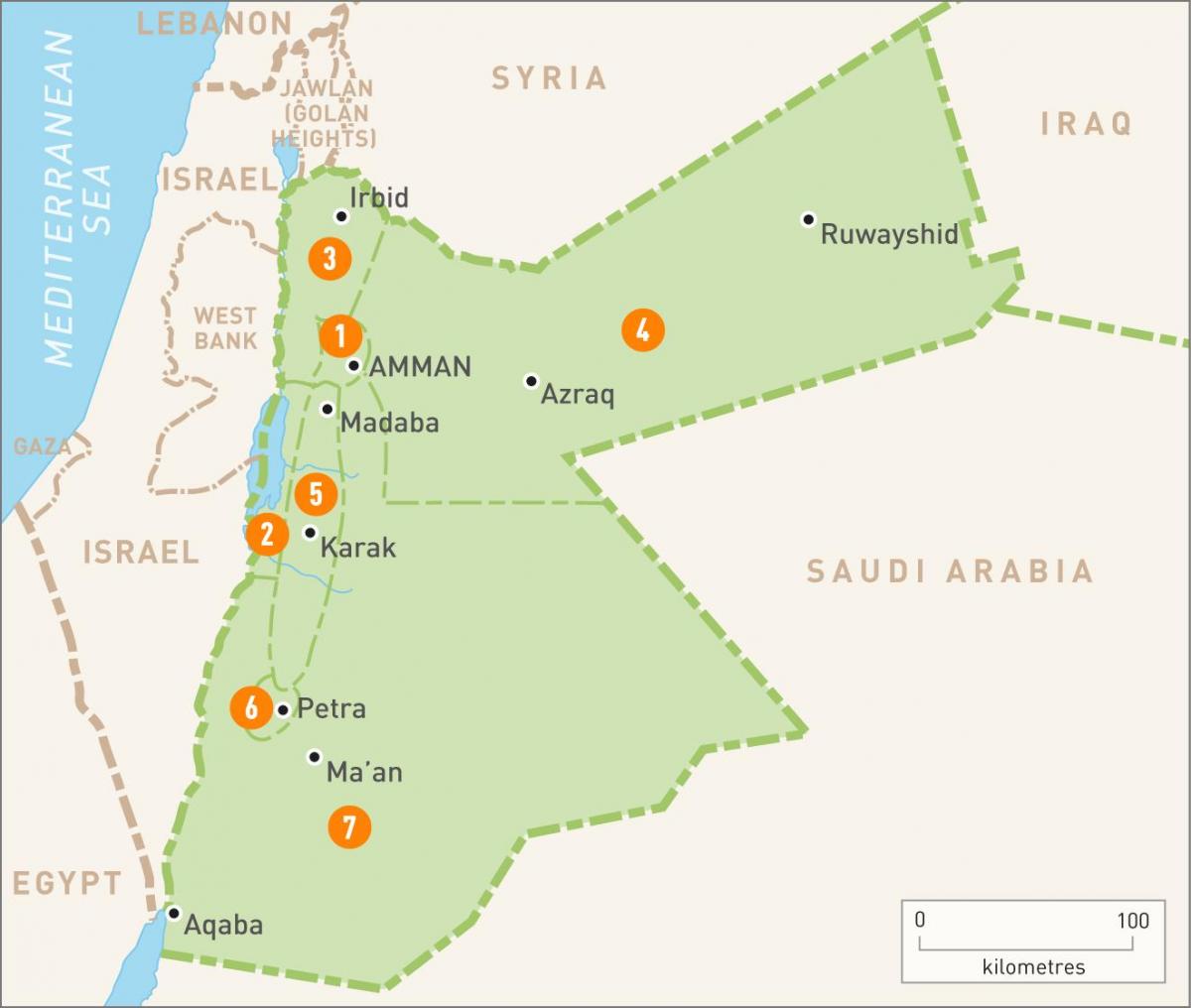 amman i Jordan på kartet