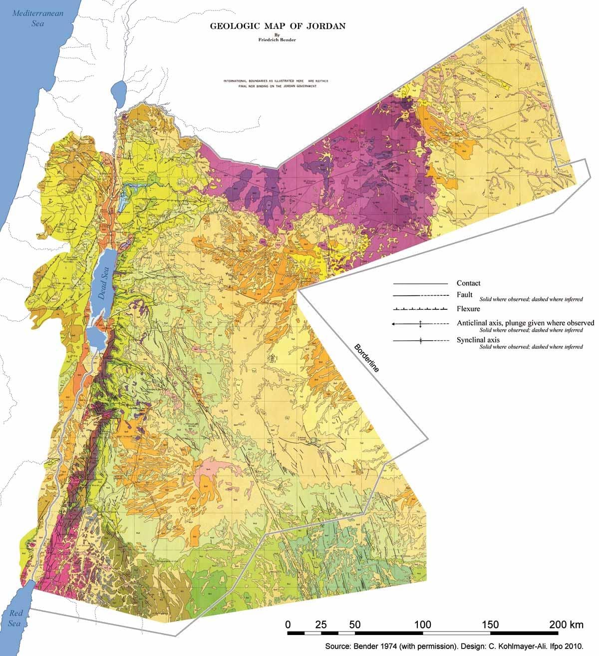 kart over Jordan geologi