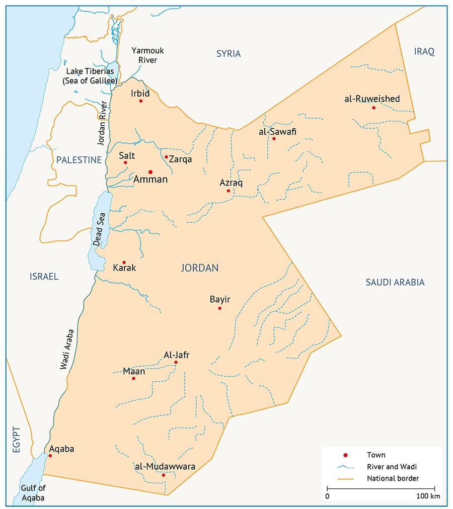 kart av universitetet i Jordan