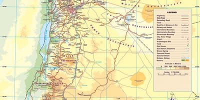 Kart av fysisk kart over Jordan