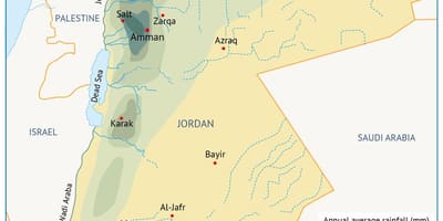 Kart over Jordan geografi