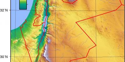 Kart over Jordan topografiske